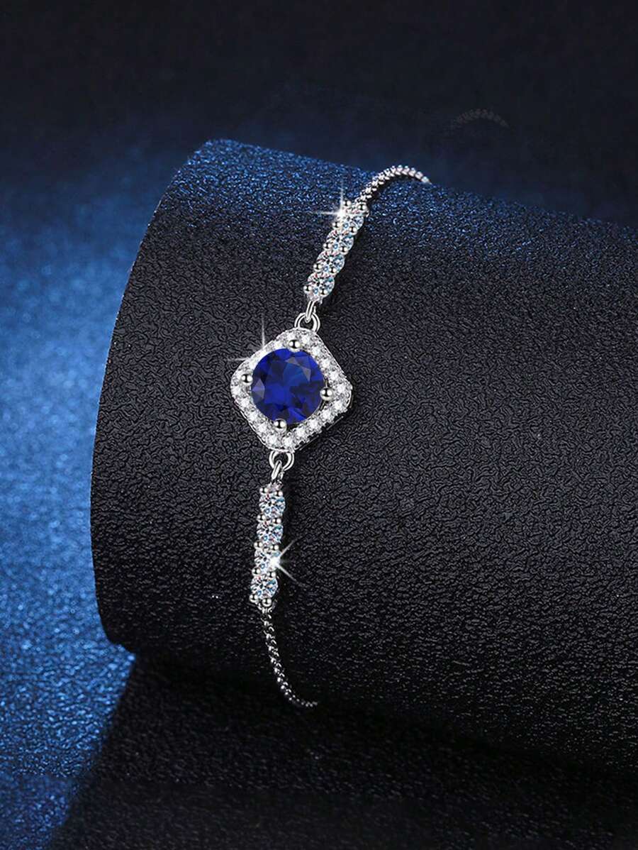 1pc Fashionable & Luxury 925 Sterling Silver Cubic Zirconia Women Bracelet, Suitable For Daily Wear, Party, Wedding, Anniversary - Elegant Jewelry Gift For Women