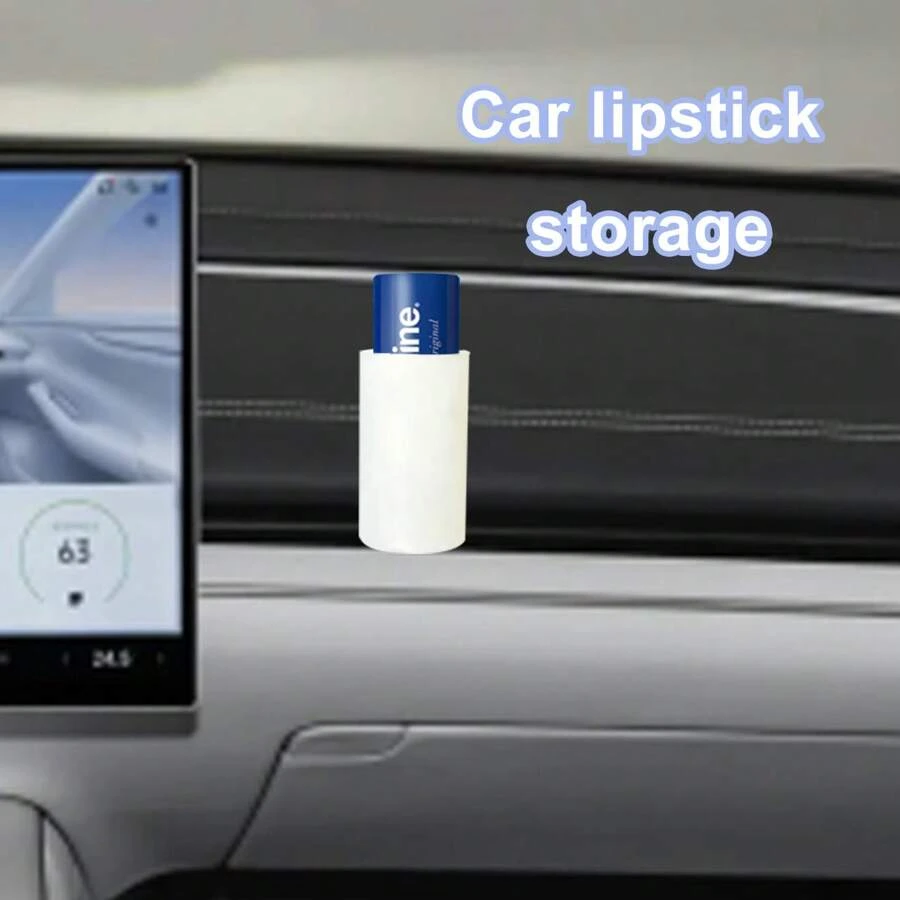 Universal Lip Balm Holder, Car Lip Balm Holder, Non-Melting Upright Lipstick Holder, Car Accessories, Women's Interior Accessories, Cute Car Decor, Lady, Car Lipstick Storage, Convenient Adhesive Lipstick Storage Box, White