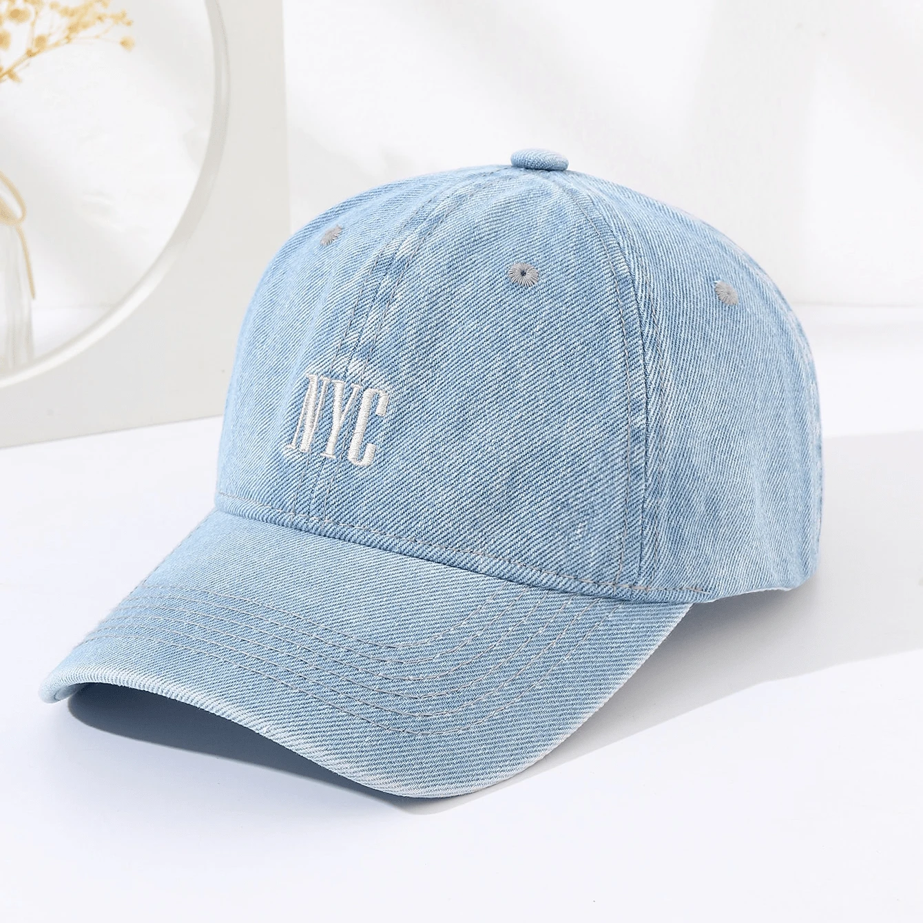 1pc Men's New Washed Denim NYC Embroidery Baseball Cap, Outdoor Sports Sun Protection
