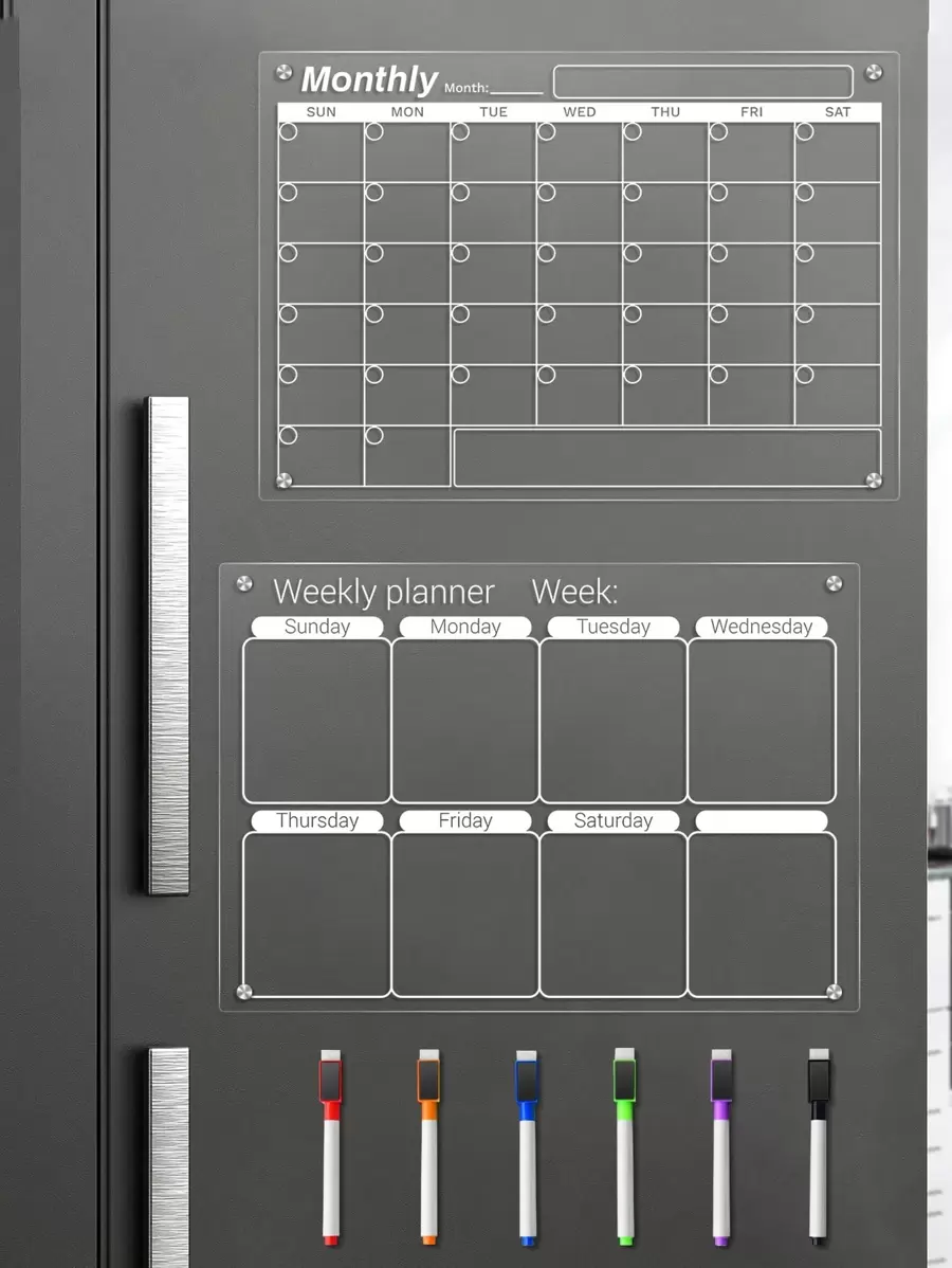 1pc acryl whiteboard, transparant patroon memobord, herbruikbare magnetische planner en planningsbord voor koelkast
