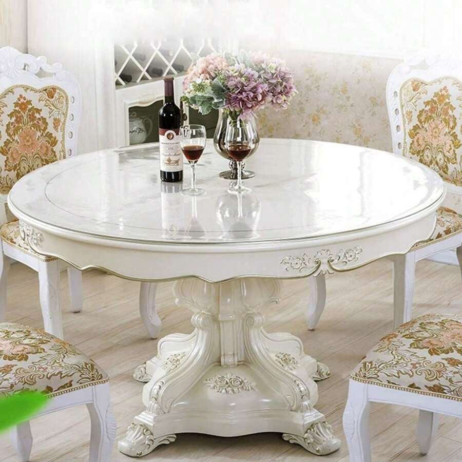 0.25mm Thick PVC Round Tablecloth, Transparent Round Tablecloth Tabletop Protector, Waterproof Scratch-Resistant Heat-Resistant Tablecloth, Table Surface Protective Film, Suitable For Home, Hotel, Dining Table, Coffee Table