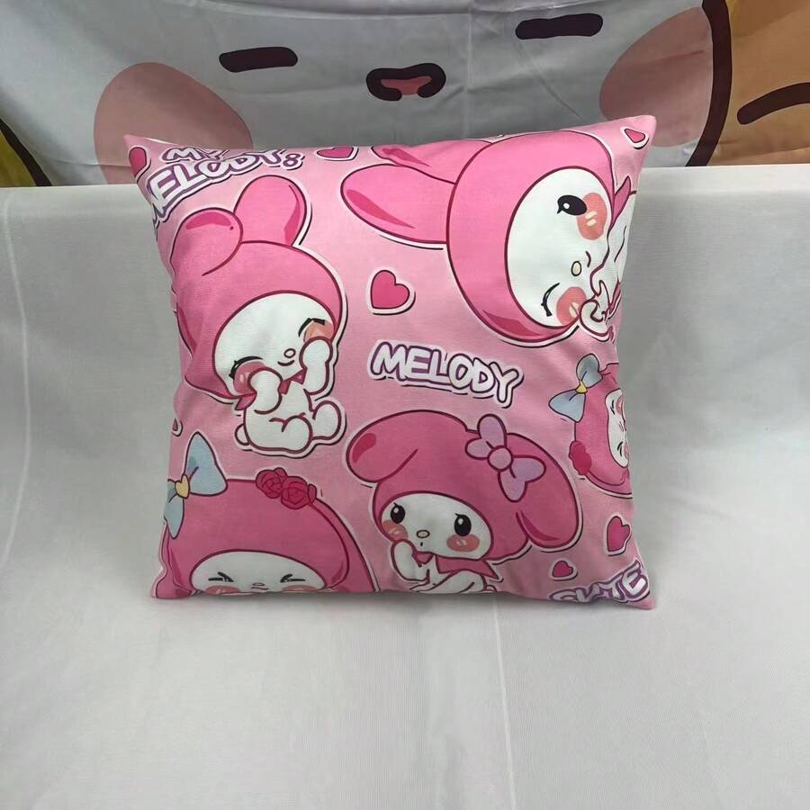 Sanrio 1 szt. Sanrio Kawaii Hello Kitty & Kuromi Poszewka na poduszkę z motywem, Sanrio Cartoon Peripheral Anime Poszewka na poduszkę, Z różową podstawą tworzącą słodką atmosferę, Jednostronny projekt, Super miękki materiał wygodny, Wystrój domu, Nadaje się do sypialni, sofy, samochodu, salonu, 50 cm * 50 cm, 45 cm * 45 cm, 40 cm * 40 cm