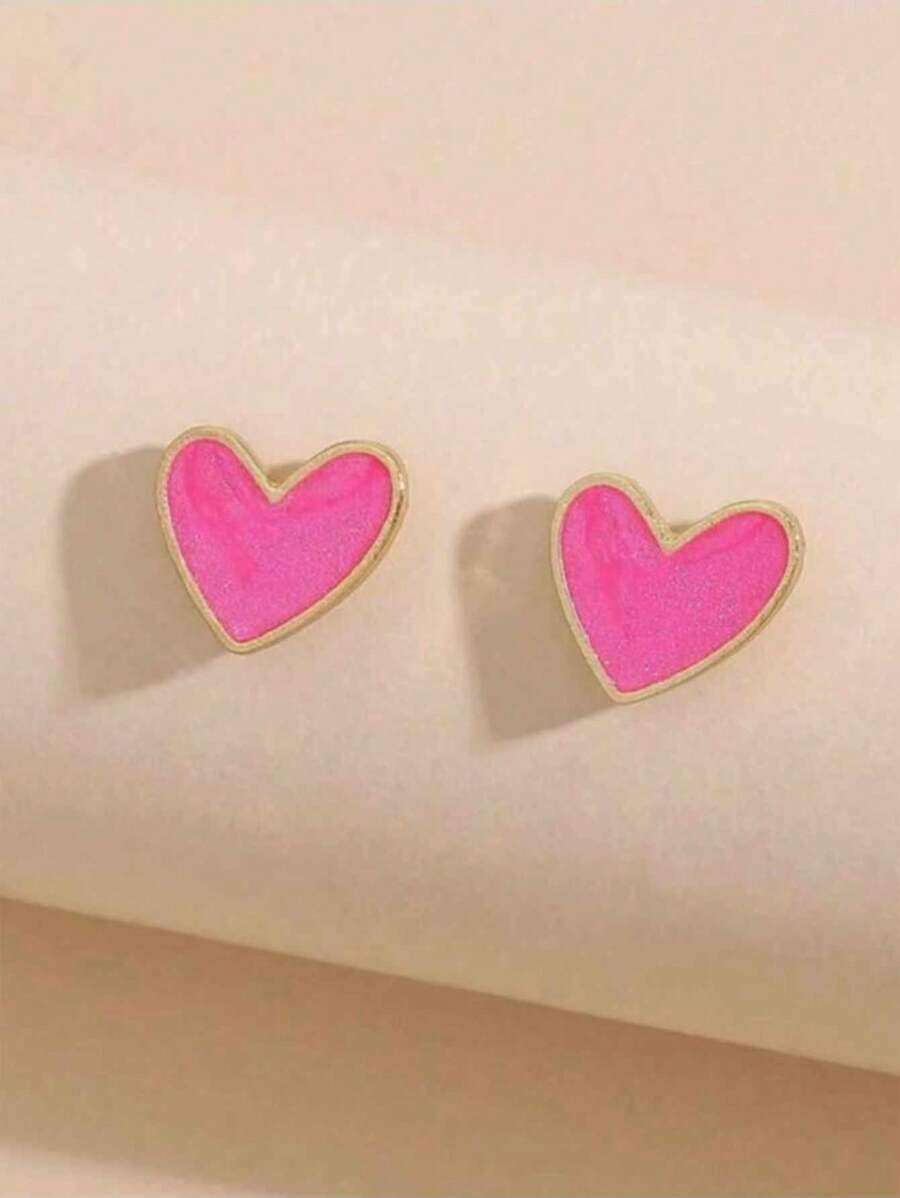 1 paire de boucles d'oreilles simples en forme de cœur, minimaliste et polyvalente