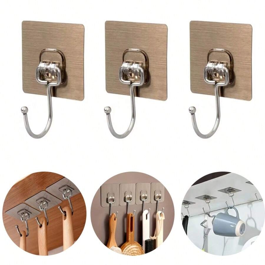 Set de 5 ganchos para pared, autoadhesivos, de estilo de moda, sin costuras, a prueba de agua, de fácil instalación, para colgar cubiertos, para baño, cocina y cuarto de aseo