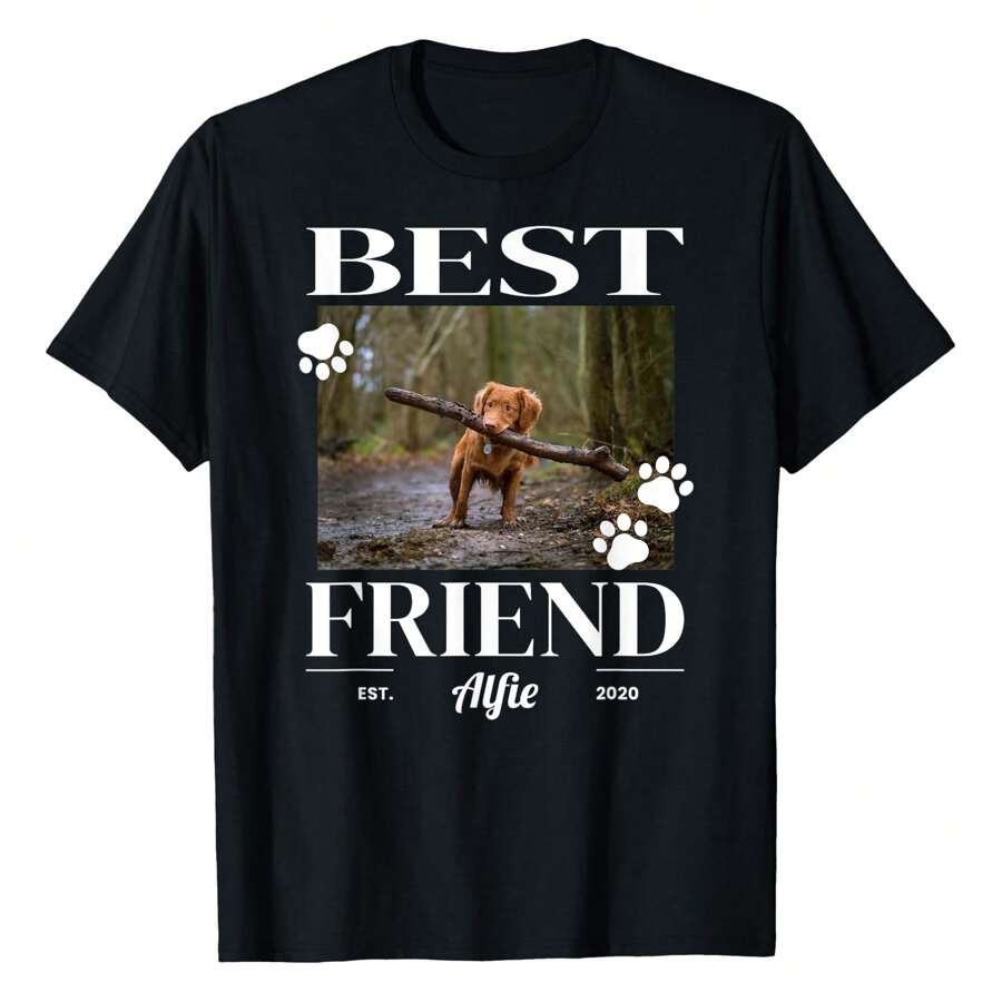 Custom Dog, Cat, Or Pet Photo T-Shirt For Women And - Customize With Your Pet's Name And Photo Fashionable Plus Size Women's T-Shirt, Super Soft And Breathable Cotton | Comfortable Fit, Versatile Everyday Style, Suitable For All Seasons.