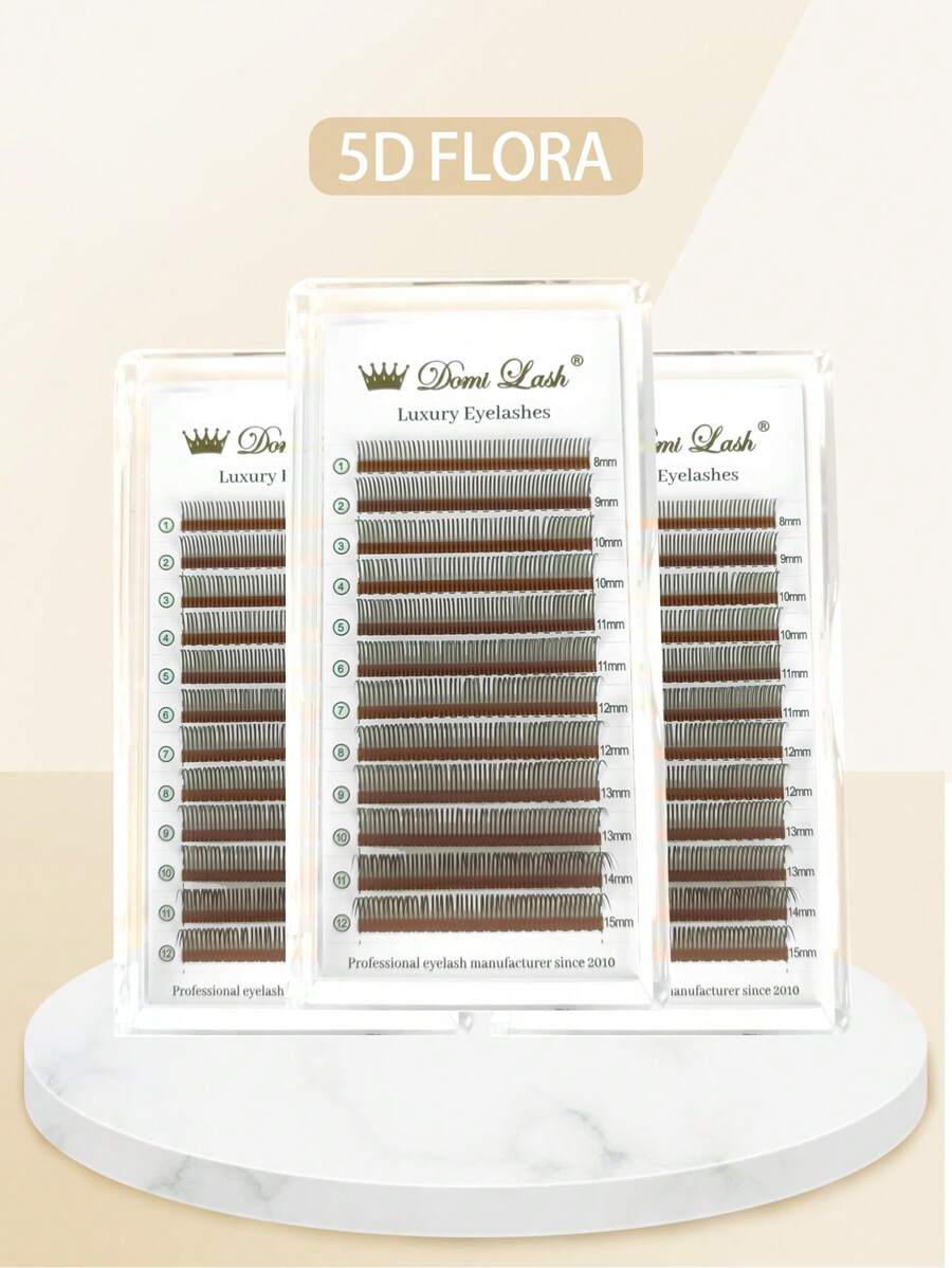 Extensiones de pestañas postizas 5D Flora de 8-15mm de estilo C, suaves, con efectos de volumen en 12 filas
