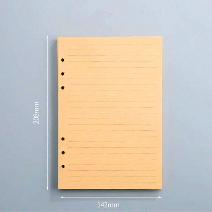 1pc 80 Sheets/160 Pages Refillable Notebook (Kraft Paper Pages), 100g Thick Mustard Yellow Laid Paper, Available In 3 Sizes: A6 (6 Rings, 105*170mm/4.13*6.69in), A5 (6 Rings, 142*210mm/5.59*8.27in), B5 (9 Rings, 182*255mm/7.16*10in),School Supplies,Back To School