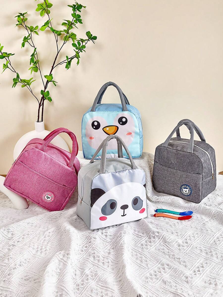 1pc Mom Bag Baby Food Bag, Parent-Child Picnic Lunchbox Storage Bag, Small Cartoon Handbag, Travel Lunch Tote, Portable Insulated Lunch Bag (Style & Color Random)