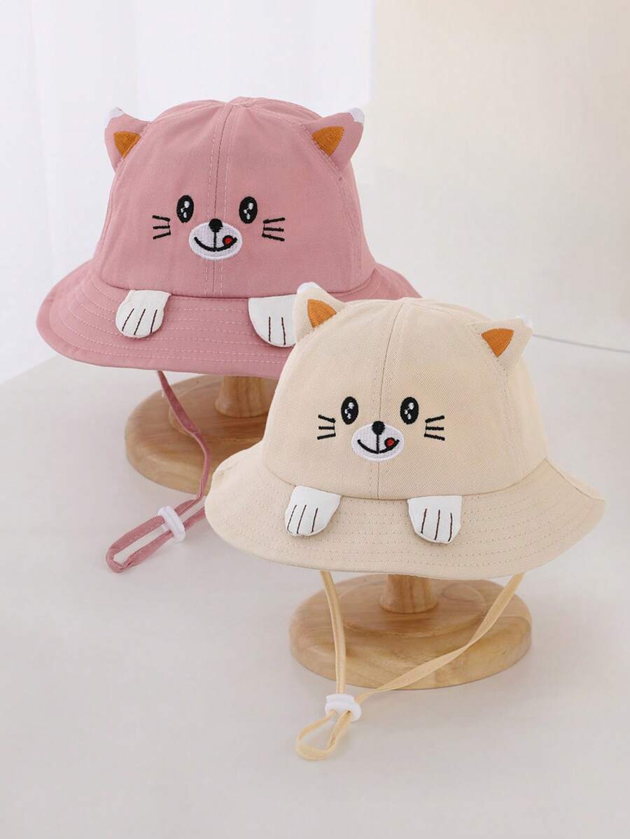 1pc Kids Outdoor Sun Protection Cartoon 3D Cute Cat Paw Design Bucket Hat, Suitable For Spring & Autumn