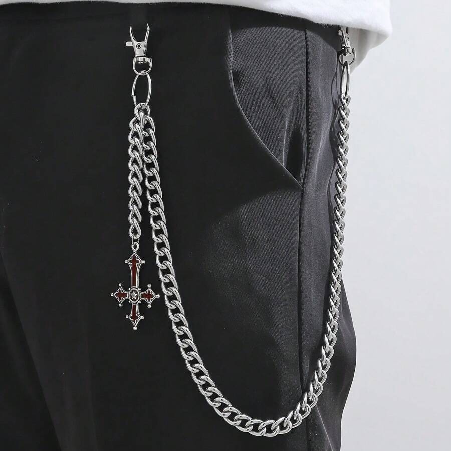 1pc Men's Single Cross Accessory Pendant Jeans Chain Summer, School