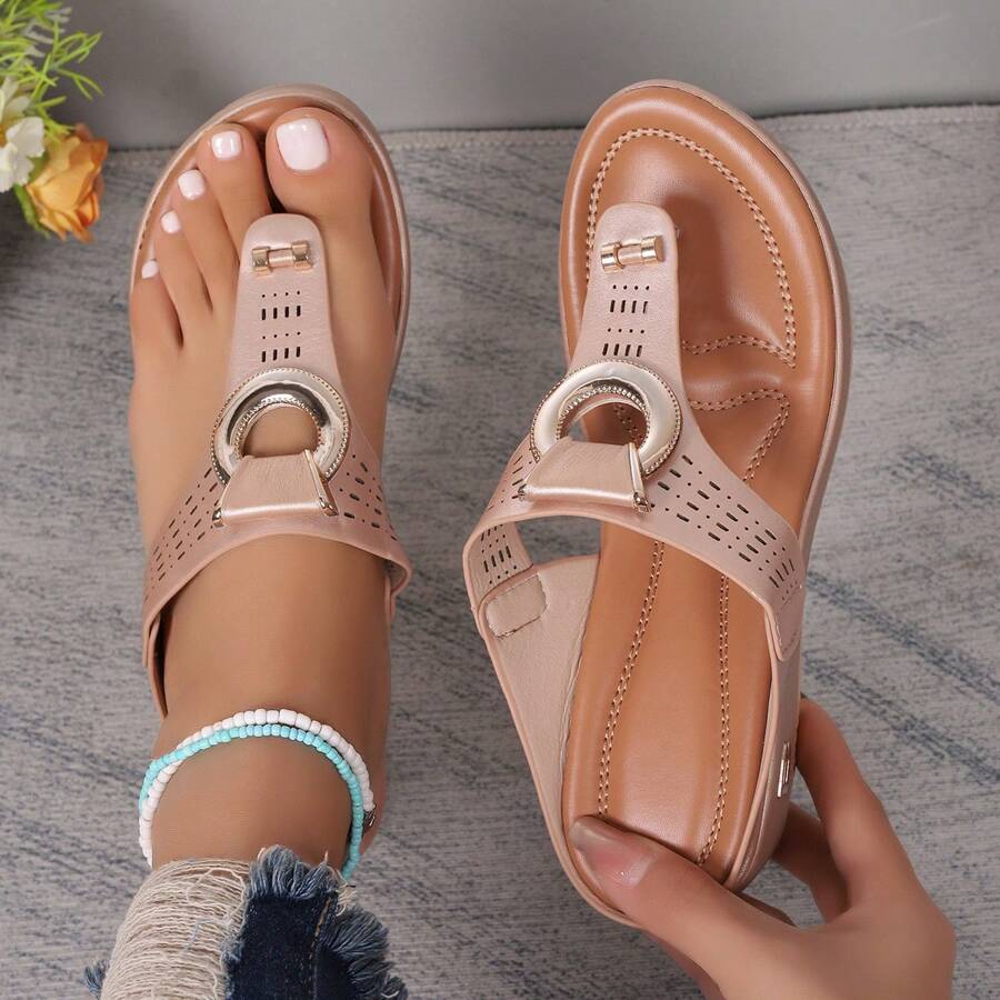 2024 Damen Sommer Größere Größen Plateausandalen mit dicker Sohle, bequeme Keil-Flip-Flops mit rutschfester offener Zehenpartie, Strandschuhe