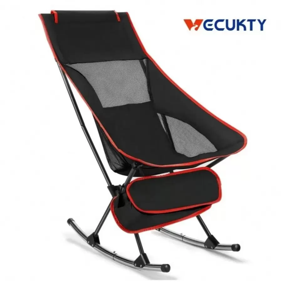 Camping Chair, Vecukty High Back Rocking Chair 165 Lbs Capacity, Compact Outdoor Portable Folding Rocker Chair For Camping Hiking Gardening Travel Beach Picnic, Camp Chair