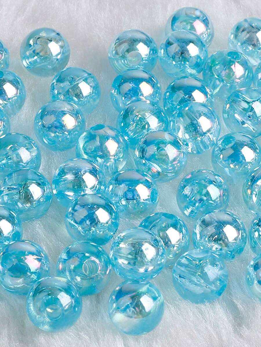 100pcs 6/8/10mm Transparent Light Blue Round Acrylic Loose Spacer Beads For Jewelry Making DIY Bracelet Necklace Accessories