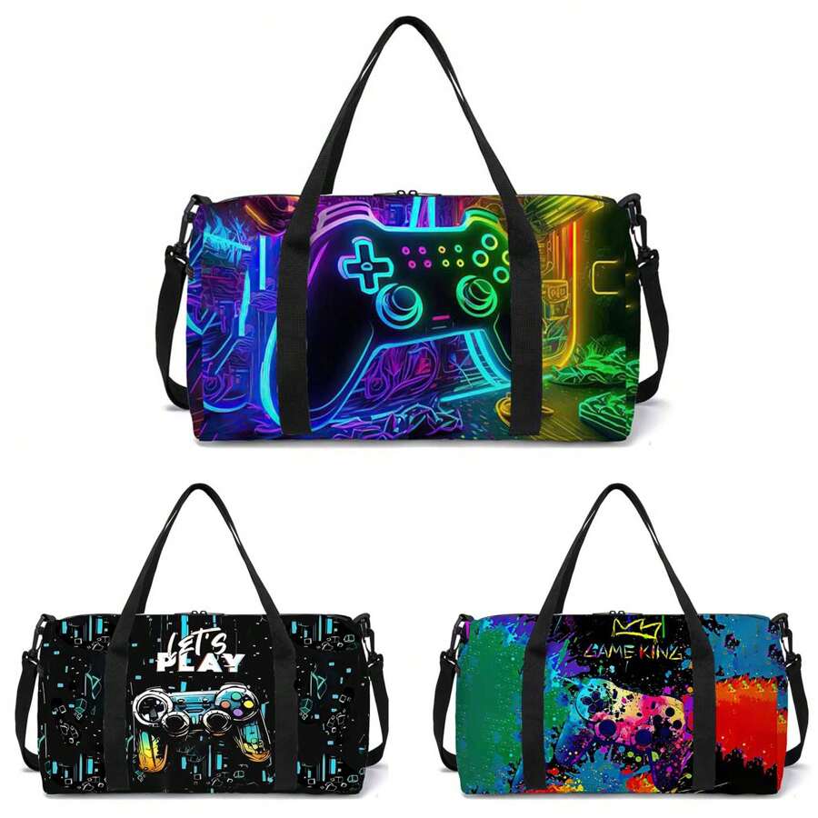 Game Console Design Travel Bag/Duffle Bag/Yoga Bag/Gym Bag/Picnic Bag, Suitable For Outdoor Travel, Daily Carrying, Swimming, Yoga, Fitness Bag For School School Accessories School Stuff