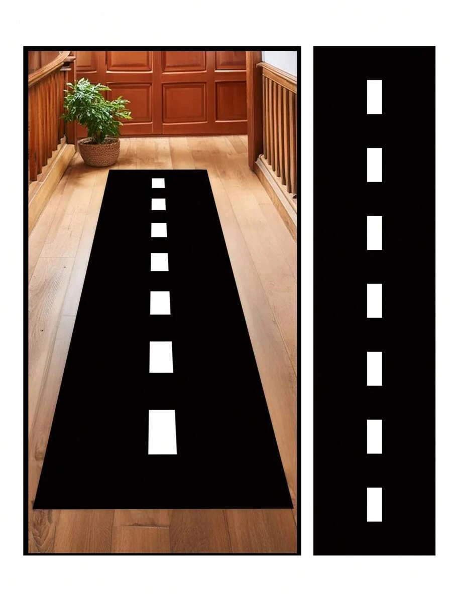 1Pc 60*250cm Racing Track Mat Polyester Tablecloth Table Runner,Black And White Runway Style,Racing Themed Party Game Mat,Sports Theme Party Decor,Perfect For Racing Party Track Background,Car Enthusiasts&Karting Events,Birthday Party Supplies,Home Decor,Racing Car Long Racetrack Floor Running Mat, Living Room Bathroom Decorative Floor Mat