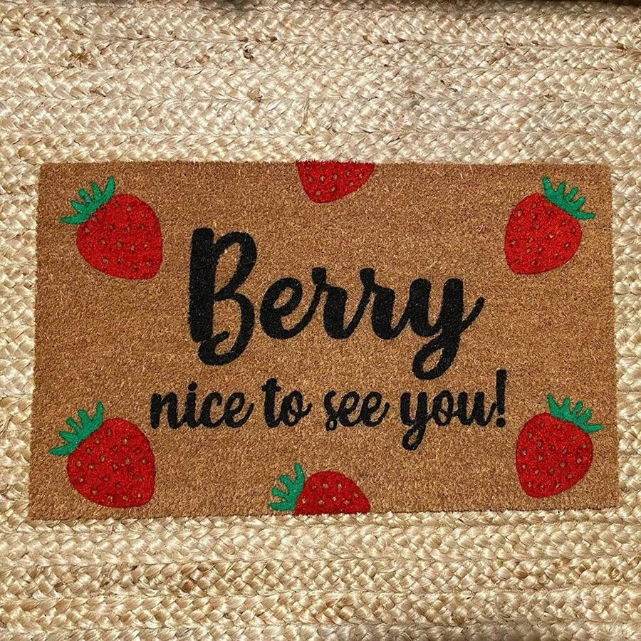 Berry Nice To See You Doormat Strawberry Doormat Strawberries Doormat Cute Strawberry Doormat Fun Strawberries Doormat Home Kitchen Balcony Decoration 16x24 Inch Door Mat Indoor Entrance Front Door Mat Indoor Door Mat Door Mat Outside Entrance