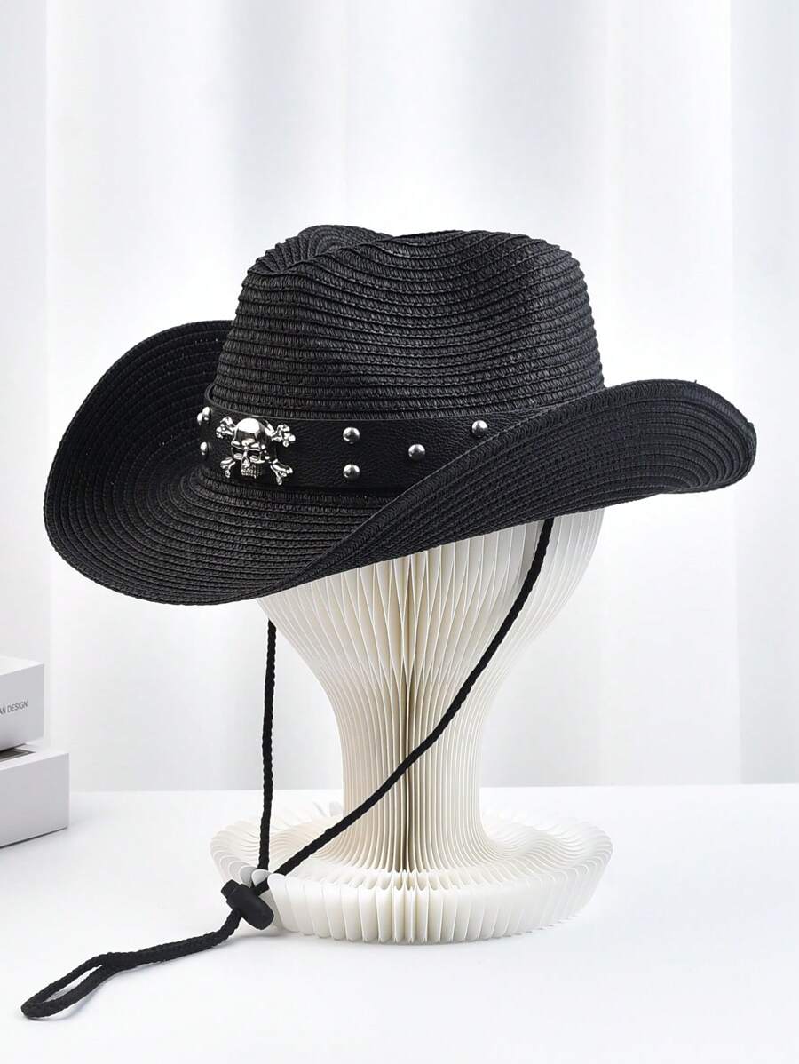 1pc strohoed voor heren mode punk stijl western cowboyhoed panama jazz zon strand hoeden
