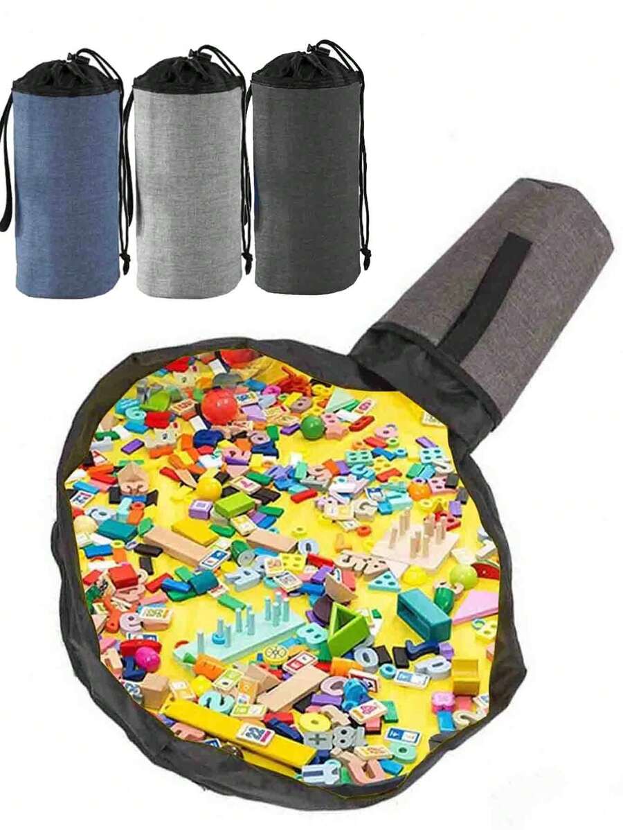 1Pc 50cm Mini Toy Storage Bag With Removable Play Mat - Cute Animal Design, Dustproof & Organizer For Toys And Accessories