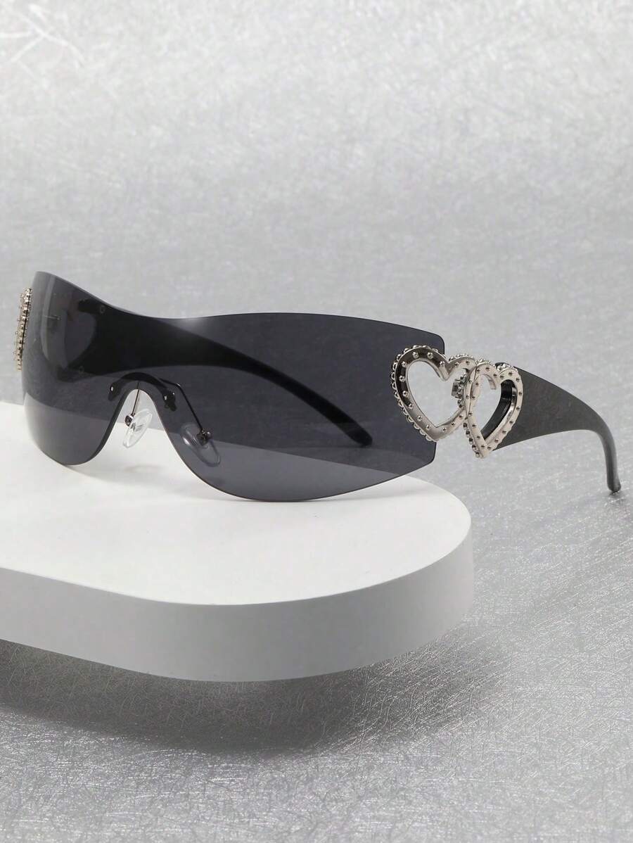 1pc Plastic Frameless Wrapped Gold Heart-Shaped Decorative Fashion Fashion Glasses For Women