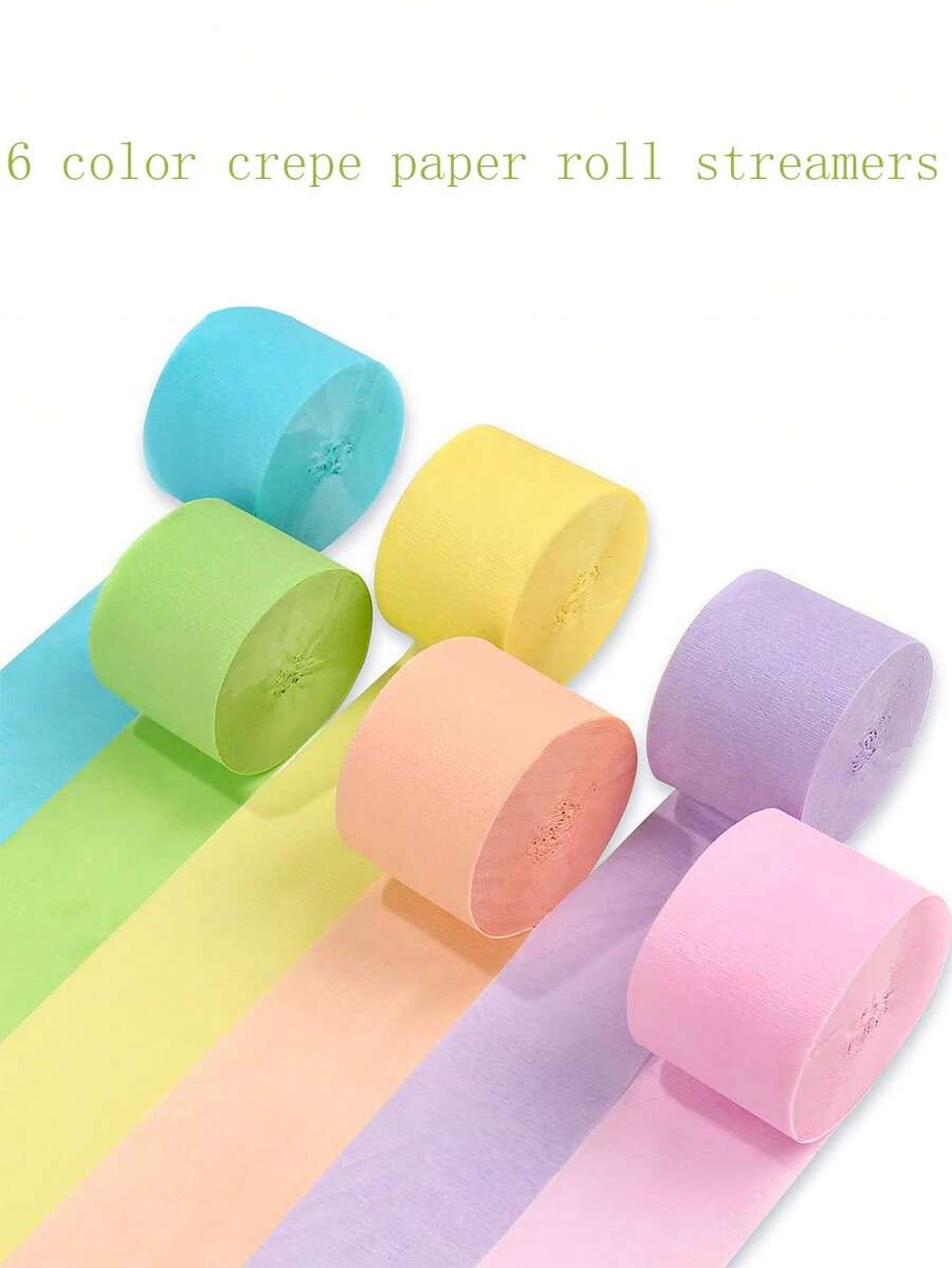 6pcs Colorful Crinkled Paper Rolls, For Party Atmosphere Decor, Wedding Party Supplies, Crushed Paper Decoration
