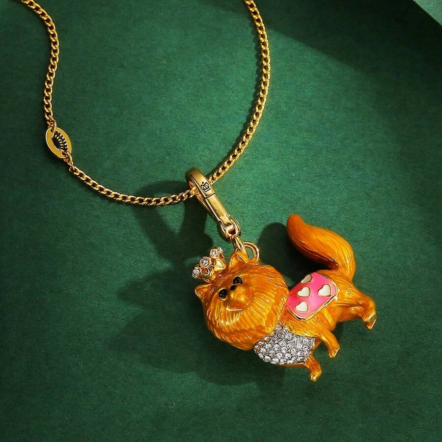 1 Peça Colar Pingente de Cachorro Poodle Coroado 3D Esmaltado Fofo e da Moda, Adequado para Uso Diário de Mulheres