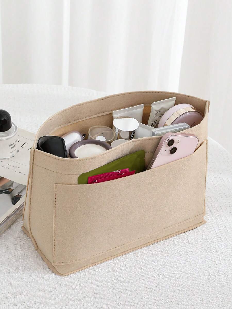1PC Khaki Veelzijdige Vilt Opbergtas, Binnentas, Canvas Tas, Tote Bag, Kleine Tas, Binnentas Opbergtas, Tas Ondersteuning Organiserende Opbergtas, Kleine Tas In Grote Tas, Geschikt Voor Het Opbergen Van Sleutels, Telefoons En Andere Diverse Artikelen, Geschikt Voor Tote Bags En Canvas Tassen, Waardoor De Tas Stijlvoller En Handiger Wordt Voor Opslag En Classificatie