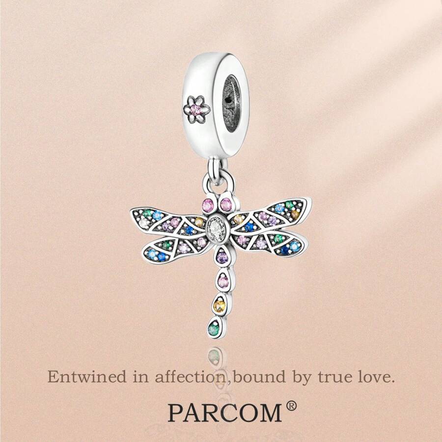 PARCOM 1pc Fashionable Silver Pendant Chain With DIY Pave Dragonfly Pendant, Perfect Jewelry Gift For Birthday, Holiday, Suitable For Bracelet And Necklace Accessories