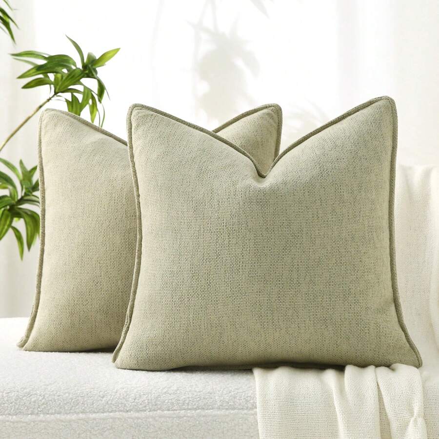 1 pièce de housse de coussin vert en chenille avec un design élégant. Coussins décoratifs doux et luxueux pour le canapé, le lit et la décoration de la maison, housses de coussin de Noël
