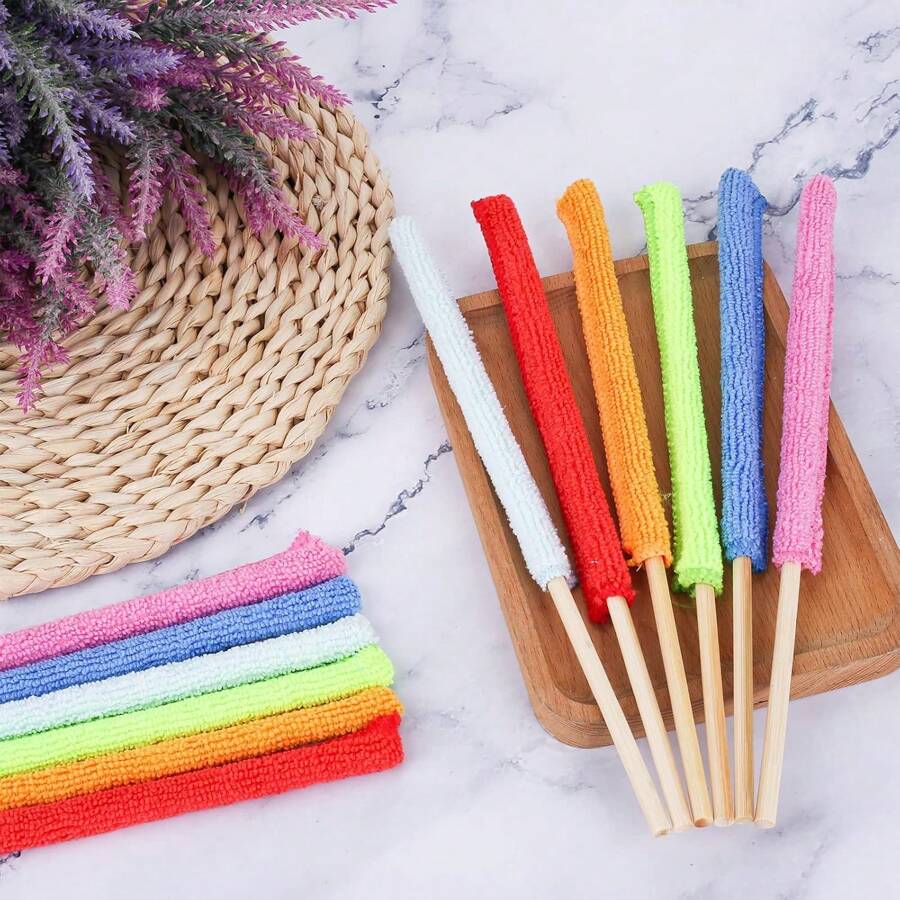 5pcs/Set Random Color Mini Vacuum Cleaner For Cleaning, Ultra-Fine Fiber Micro Duster For Crevice Cleaning, Multicolor Small Fan-Shaped Vacuum Cleaner Suitable For Car Vents, Fans, Small Spaces