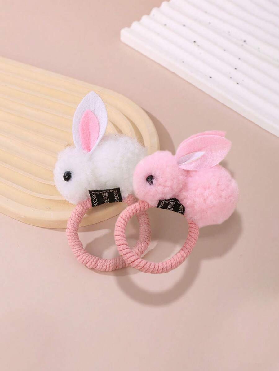 1pc Rabbit Cartoon Hair Scrunchie, Kids Hair Accessories, Cute Hair Tie For Girls