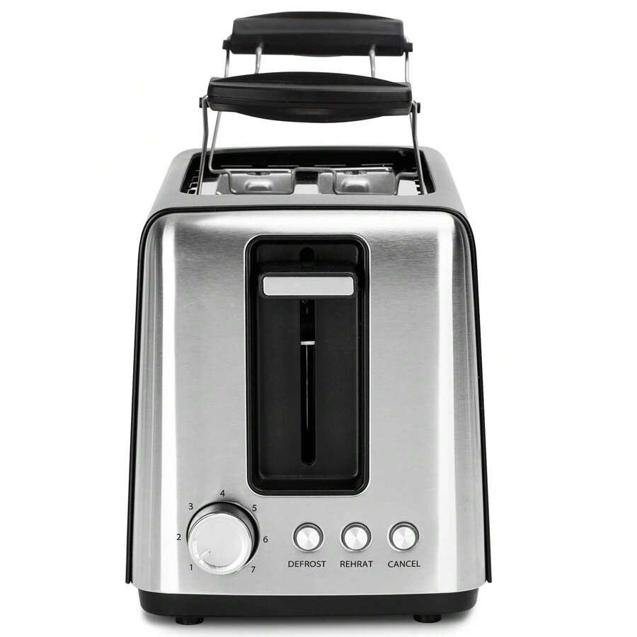 1 st. 2-Slice Toaster met extra brede sleuven, 7 bruiningsstanden, ontdooi- en opwarmfunctie, 750 W vermogen, automatische uitlijning, zwart, Aigostar, ideaal voor het maken van toast