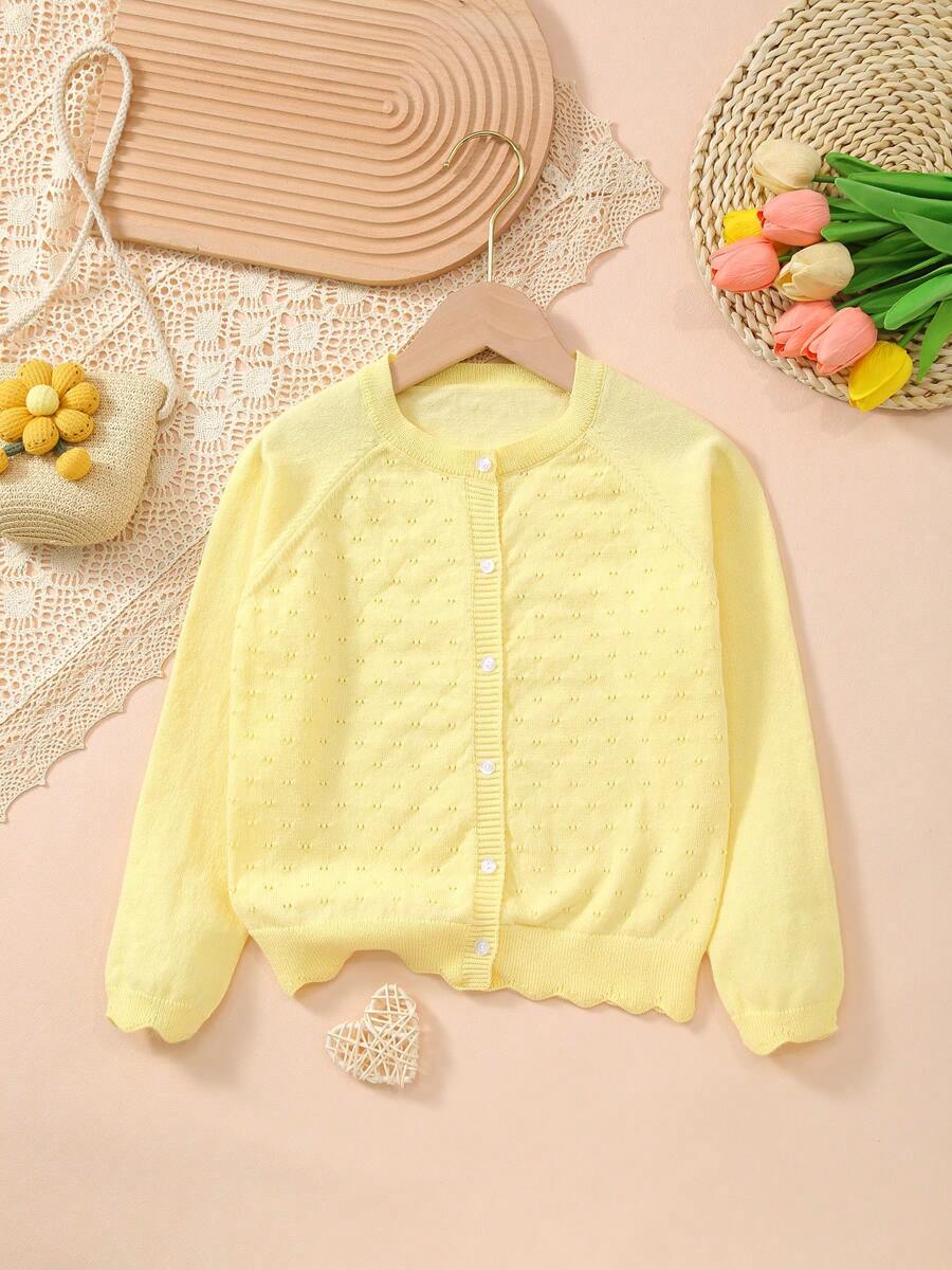 Mädchen leichte knöpfbare durchbrochene gestrickte Strickjacke