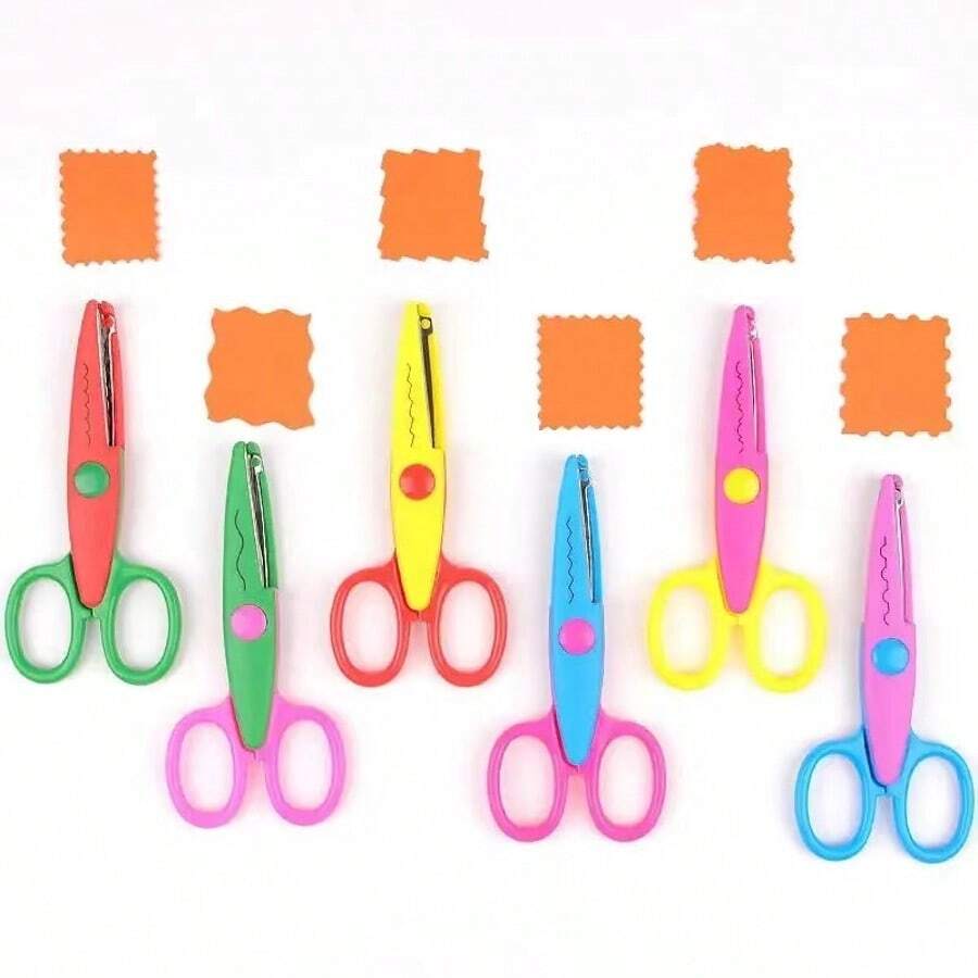 4/6pcs High-Quality PP Plastic Craft Scissors, Handmade Scissors With Wavy Edge Cutting, Suitable For Creative Projects, Paper Craft, Scrapbooking And Student DIY Decoration, Safe And Non-Harmful For Crafters And Hobbyists