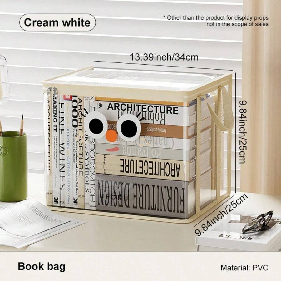 Book Storage Box Student Classroom Home Dust-Proof Transparent Foldable Book Bag Desktop Old Book Sorting Artifact