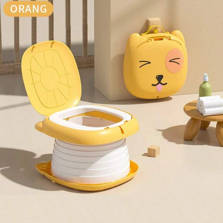 1 Set Baby Travel Potty + 1 Storage Bag + 1 Roll + 5 Absorbent Pads, Portable Urinal Toilet For Outdoor & Car Use