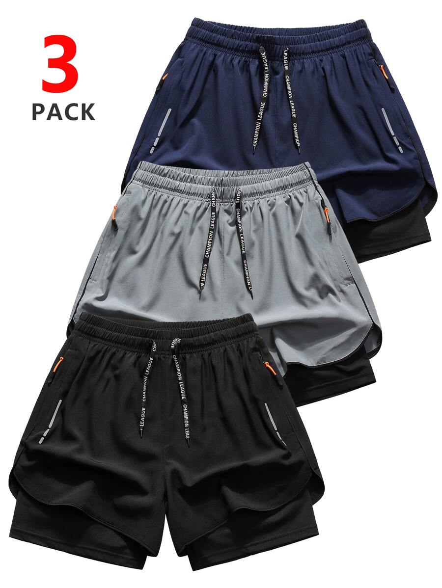 3 Pcs Summer Thin Casual Sports Shorts For Men, Suitable For Workout, Running