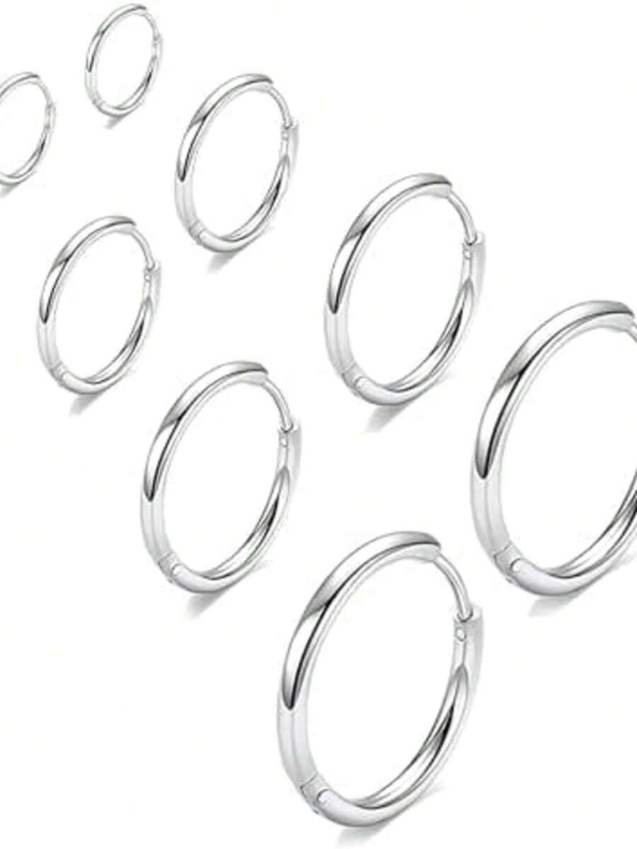 316L Surgical Stainless Steel Huggie Hoop Earrings 6mm 8mm 10mm 11mm 12mm 14mm Hypoallergenic Earrings Hoop Cartilage Helix Lobes Hinged Sleeper Earrings For Men Women