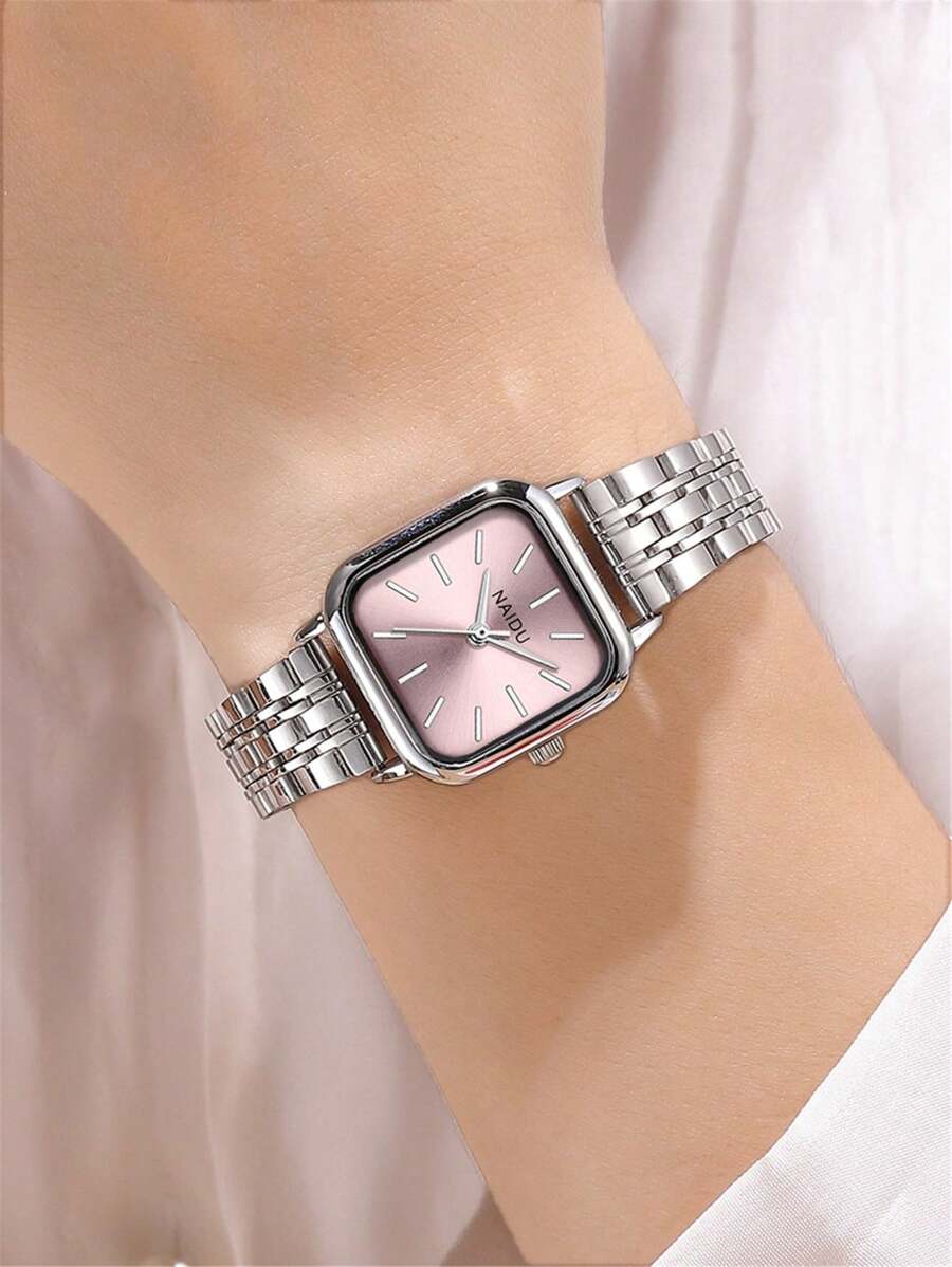 1pc Damesmode Casual Veelzijdig Vierkant Staafvormig Quartz Horloge, Geschikt Voor Dagelijks Gebruik