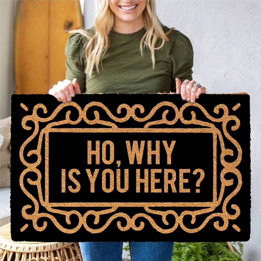 Ho Why Is You Here 24"X16" Door Mats Inside Indoor Non Slip For Outside Funny Holiday Doormats For Outdoor Entrance Home Front Door Entry Rugs For Entryway With Rubber Backing