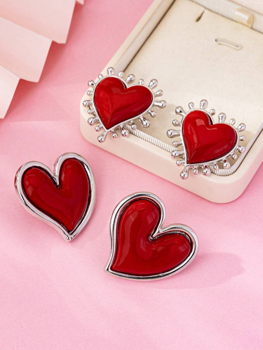 1 Pair Vintage Gothic Style Heart Shaped Earrings, Sweet And Fashionable, High-End And Luxurious, Suitable For Women