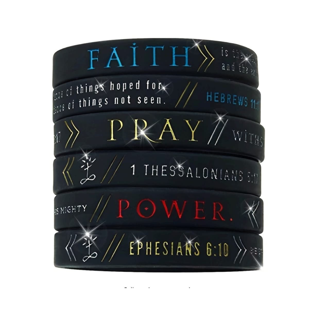 1 pièce/3 pièces Bracelets en caoutchouc silicone Bible Pray Power of Faith