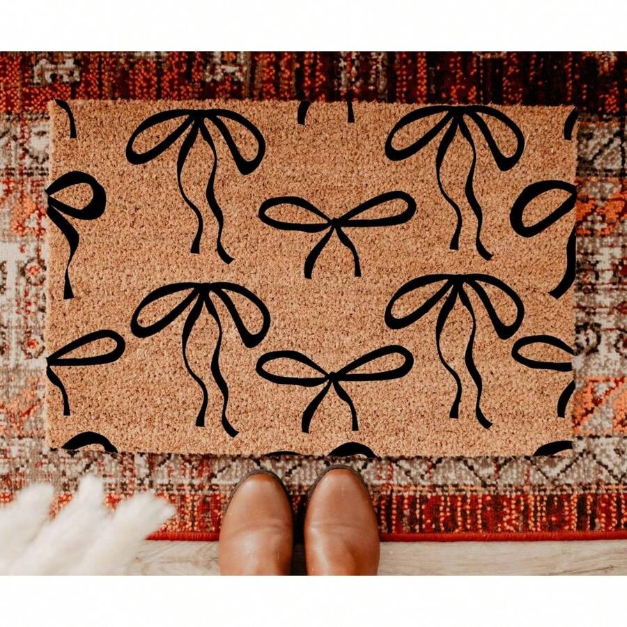 Print Bow Print Doormat - 16"X24" Front Door Mat - Welcome Matt Outdoor, Entry Rug, Porch Decor, Outdoor Rugs, Stylish Front Door Mat For Outside Entrance - Perfect Welcome Mat For Your Home