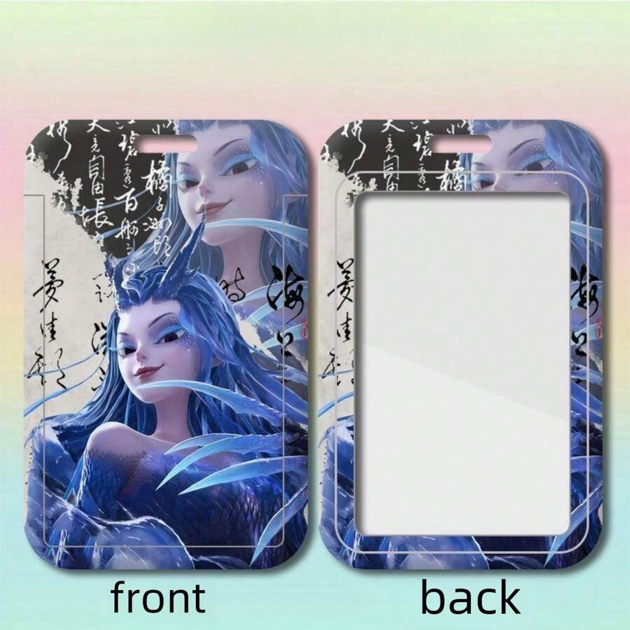 1pc Nezha Cartoon Card Holder, Student Flip Cover Bus Card ID Card Protective Case