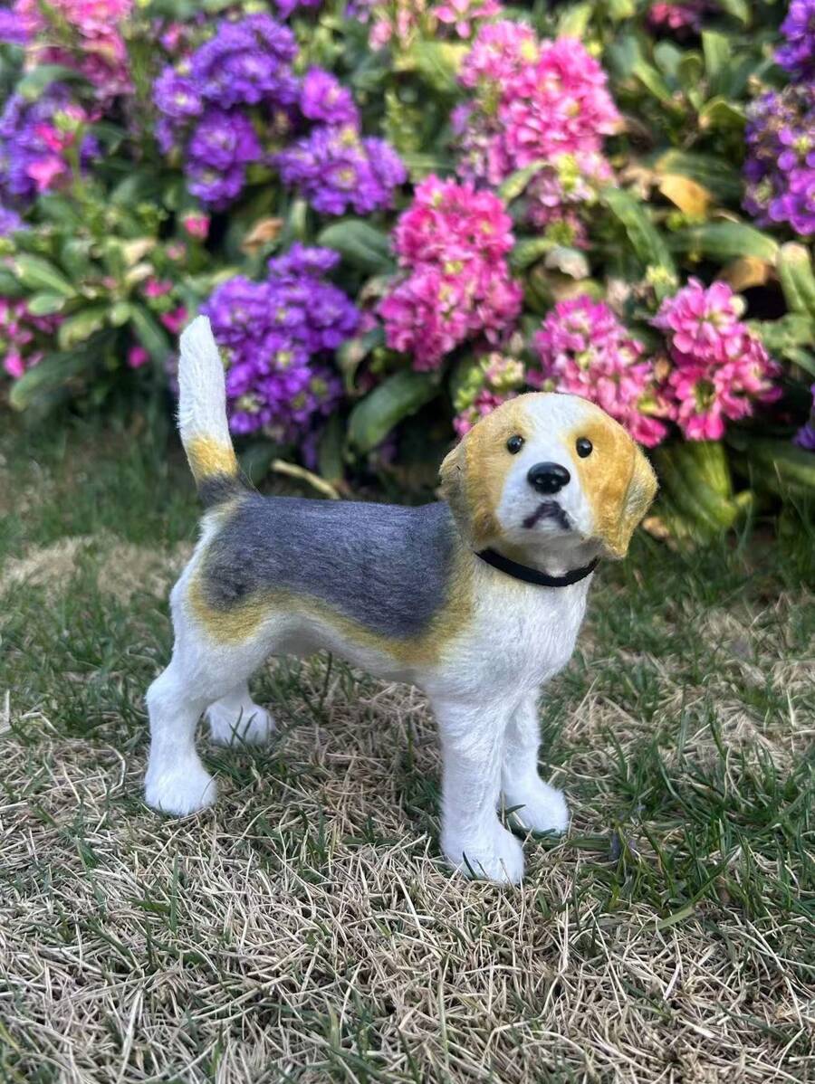 Colección exquisita de estatua de beagle - Textura realista de pelaje y postura natural, adecuada para decoración de oficina/hogar, regalo único para amantes de los animales