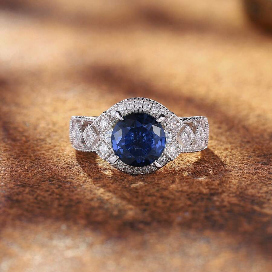 1pc S925 Sterling Silver Men's Ring, Inlaid With Oval Synthetic Blue Sapphire, Suitable For Valentine's Day, Christmas, Labor Day, Carnival, Thanksgiving, Wedding, Party, Daily Wear, Comes With Elegant Gift Box, Weight 8g