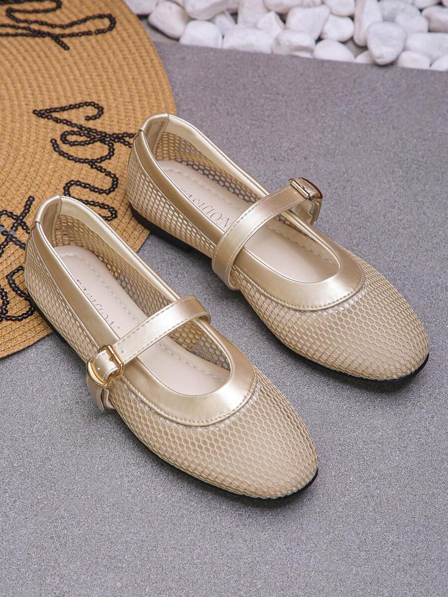 Chaussures plates babies 2025 neuves pour femmes avec sangle, mocassins style fée en maille, plates-formes à bout rond polyvalentes et respirantes