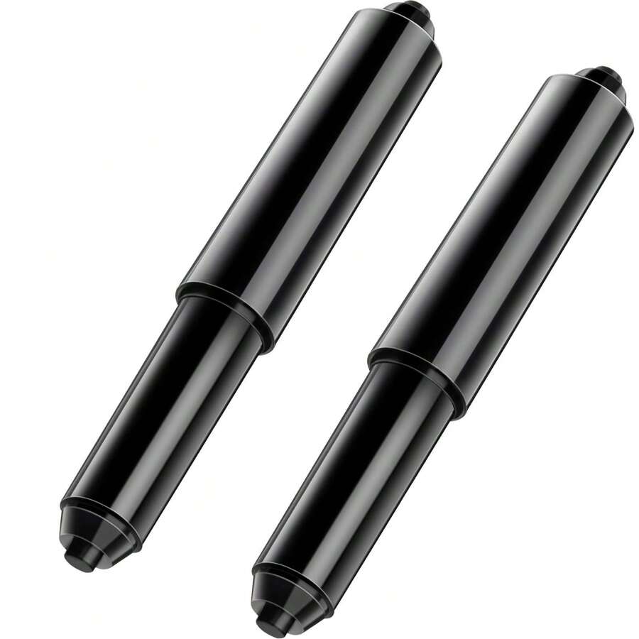 2 Pieces Toilet Paper Holder Roller Spindle Replacement Rod Plastic Spring Loaded (Black)