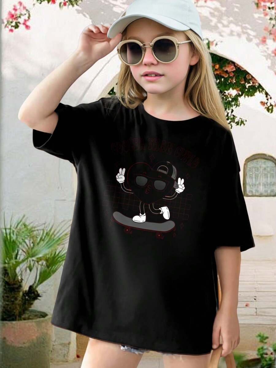Cooler Than Cupid Toddler Kids Valentine's Day T-Shirt - Heart Skateboard Graphic Tee - Cute Short Sleeve Tops For Boys Girls - Perfect Valentine's Gift - Teen Girl Shirt