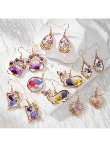 Purple Dried Flower Earrings