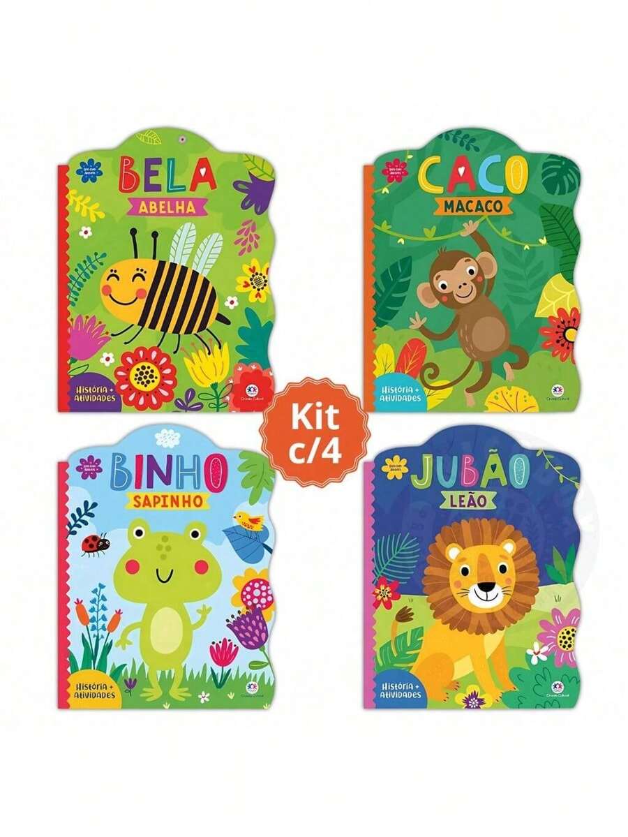 Kit 4 Livros Infantil Coleção Leia com Alegria Histórias e Atividades